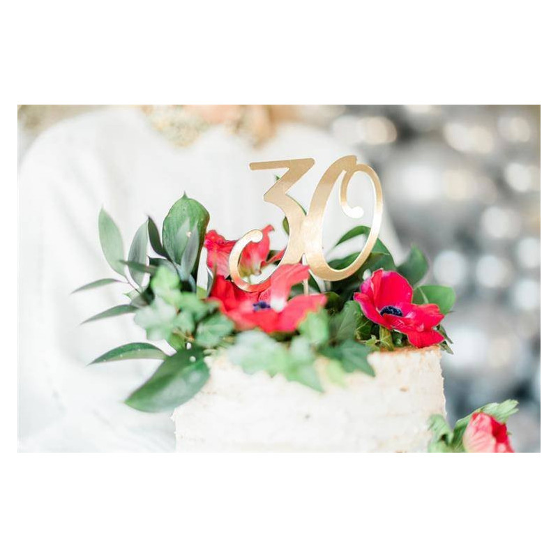 Topper 30 Złoty Ozdoba na tort