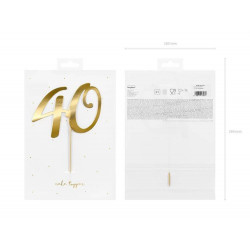 Topper 40 Złoty Ozdoba na tort