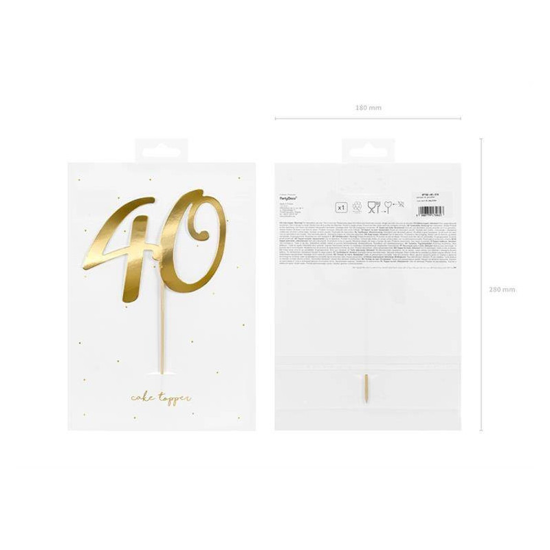 Topper 40 Złoty Ozdoba na tort