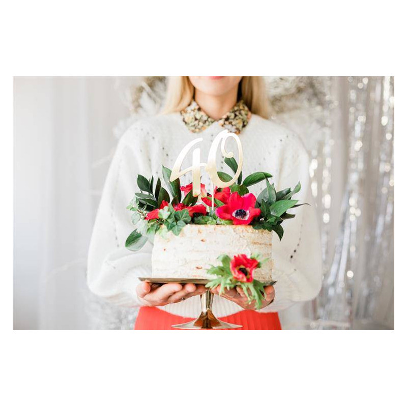 Topper 40 Złoty Ozdoba na tort