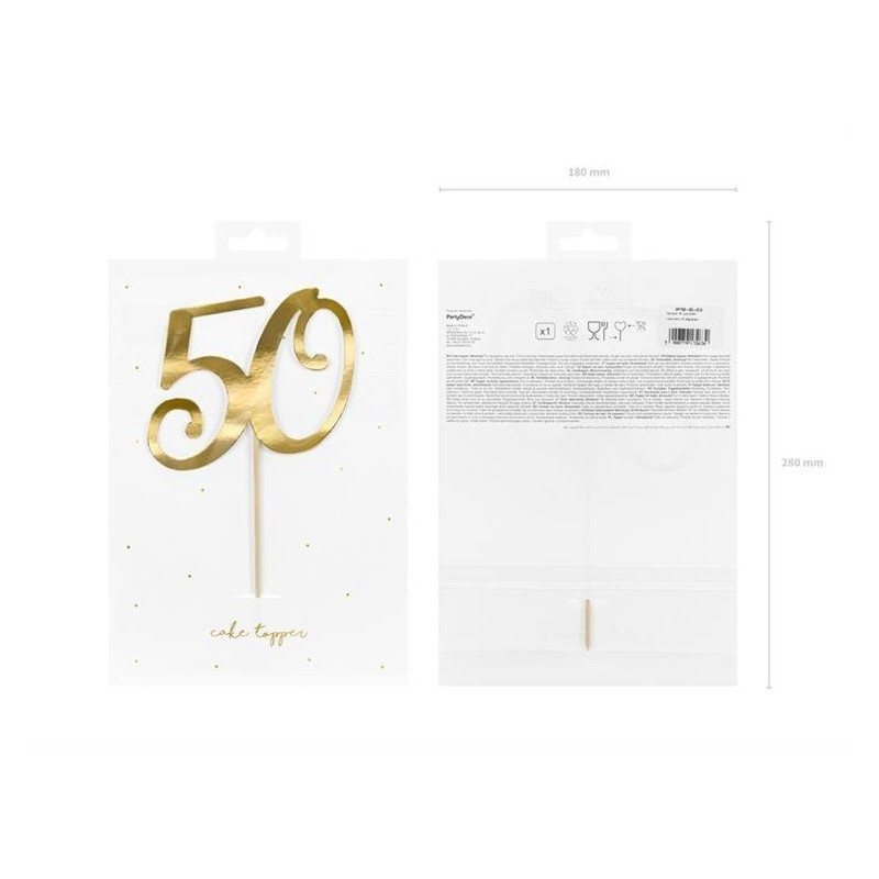 Topper 50 Złoty Ozdoba na tort