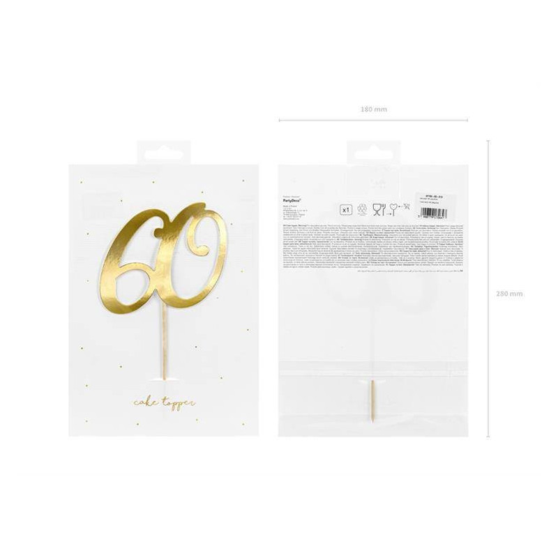 Topper 60 Złoty Ozdoba na tort