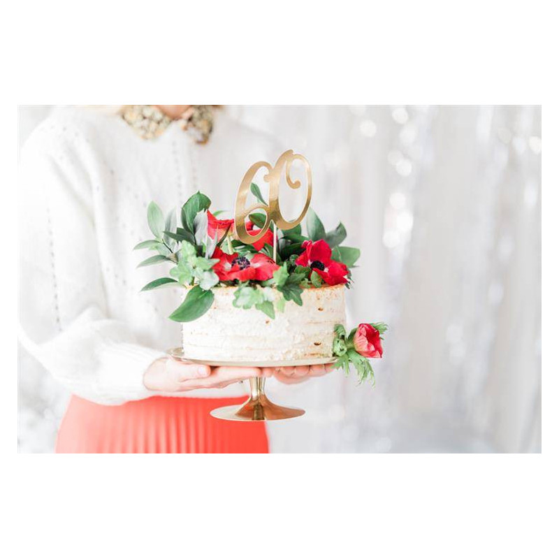 Topper 60 Złoty Ozdoba na tort