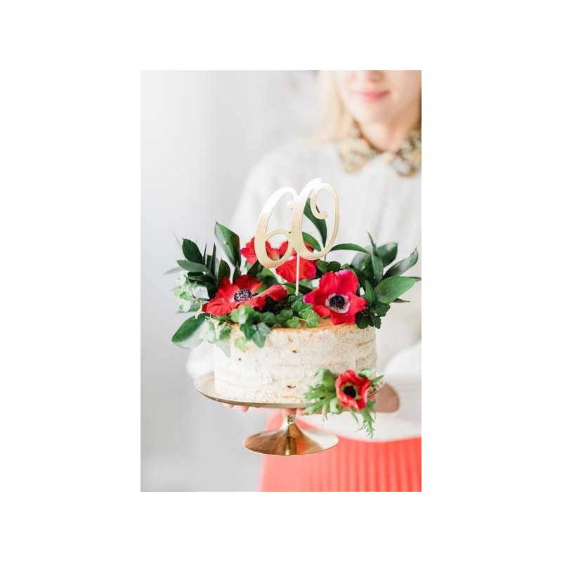 Topper 60 Złoty Ozdoba na tort