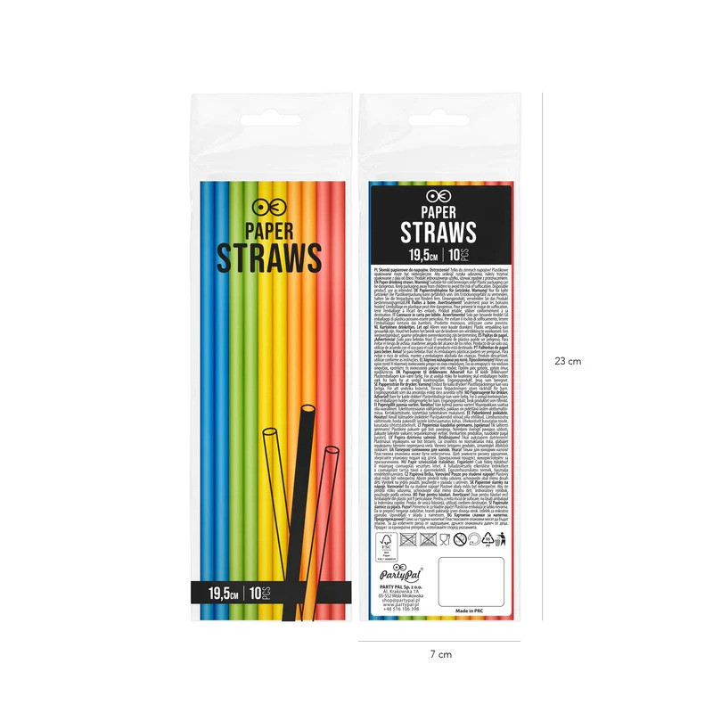 Słomki papierowe 10 szt. Kolorowe