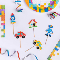 Cupcake picks Block Party 5 pcs. Blocks