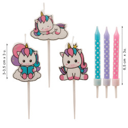 Świeczki urodzinowe 12 + 3 figurki Jednorożec Unicorn