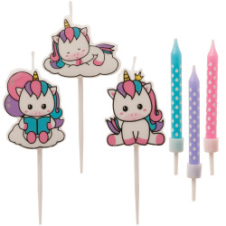 Świeczki urodzinowe 12 + 3 figurki Jednorożec Unicorn