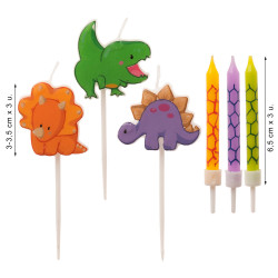 Geburtstagskerzen 12 + 3 Dinosaurierfiguren