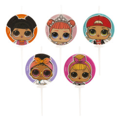Świeczki urodzinowe Plakietki 5 szt Lol