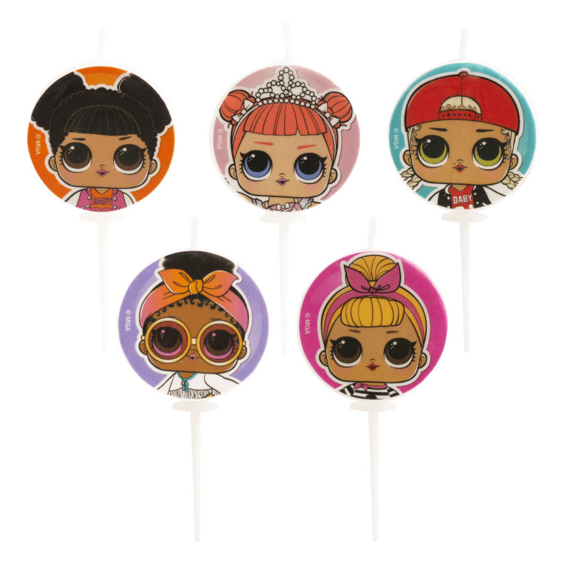 Świeczki urodzinowe Plakietki 5 szt Lol