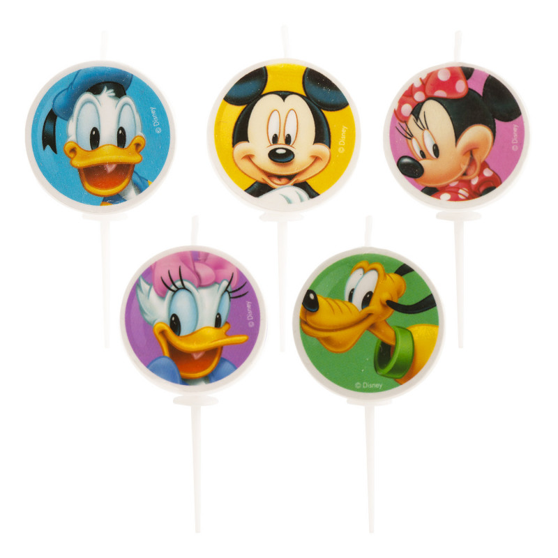 Születésnapi gyertyák kitűzők 5 db Mickey Minnie és barátai