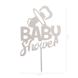 Topper Baby Shower Pleksi Srebrny