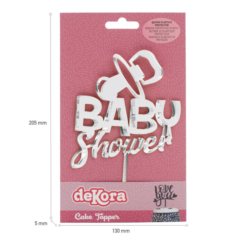 Topper Baby Shower Pleksi Srebrny
