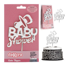 Topper Baby Shower Pleksi Srebrny