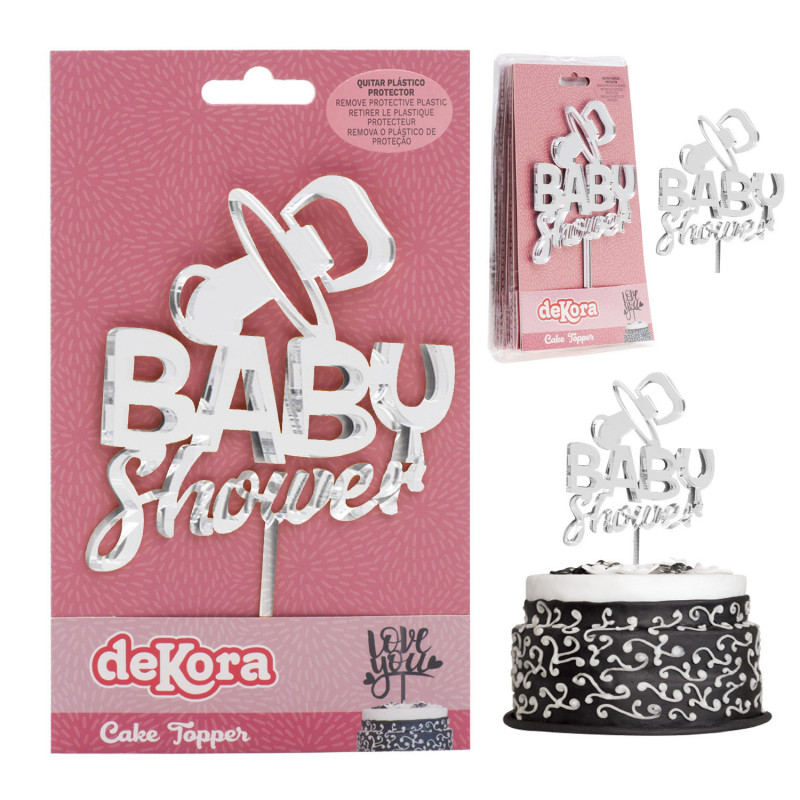 Baby Shower Pleksi Silber Topper