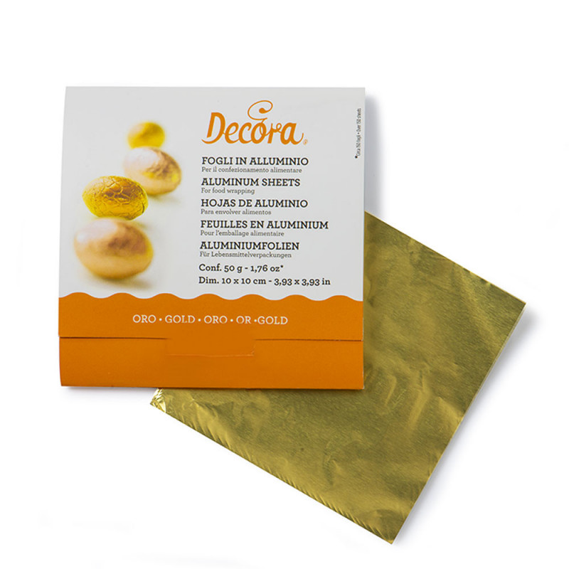 Folia Złota 10x10 cm 150 arkuszy do czekoladek, pralinek, popsów