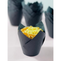 Tulpenförmige Cupcake-Förmchen, SCHWARZ, 180 Stück.