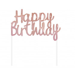Topper Happy Birthday Różowe Złoto Ozdoba na tort