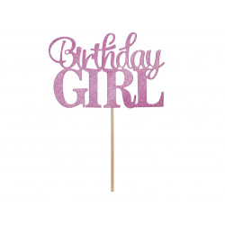 Topper Birthday GIRL brokatowy Ozdoba na tort