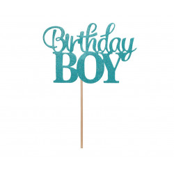Topper Birthday BOY brokatowy Ozdoba na tort