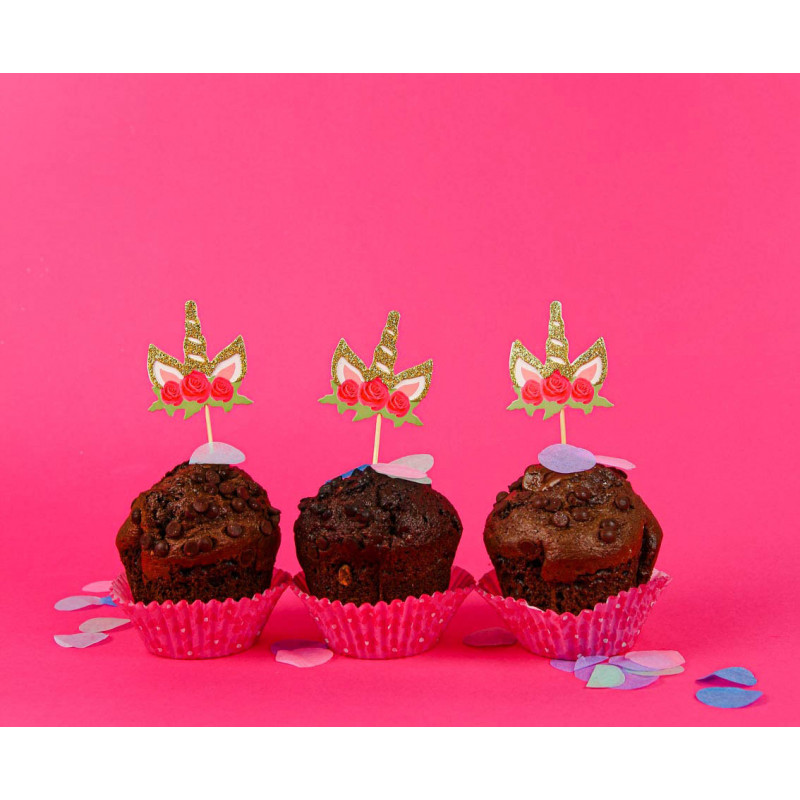 Pikery Jednorożec z kwiatami 6 szt.