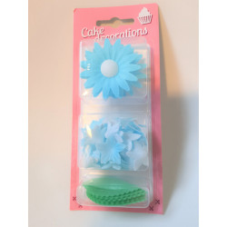BLAUE BLUMEN MIT BLÄTTCHEN Waffeln Gänseblümchen + Mini
