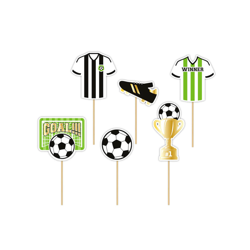 Pikery Piłka Nożna Ozdoba na tort 6 szt. Toppery