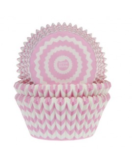 HoM Cupcake liners 50 pcs - Pink Szlaczki