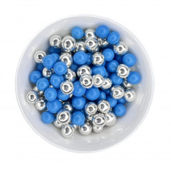 Posypka SD Perełki 10mm SREBRNE NIEBIESKIE 100g