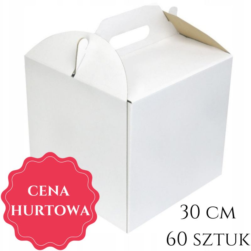 Opakowanie WYSOKIE 30x30x25 cm Białe pudełko koszyczek z rączką