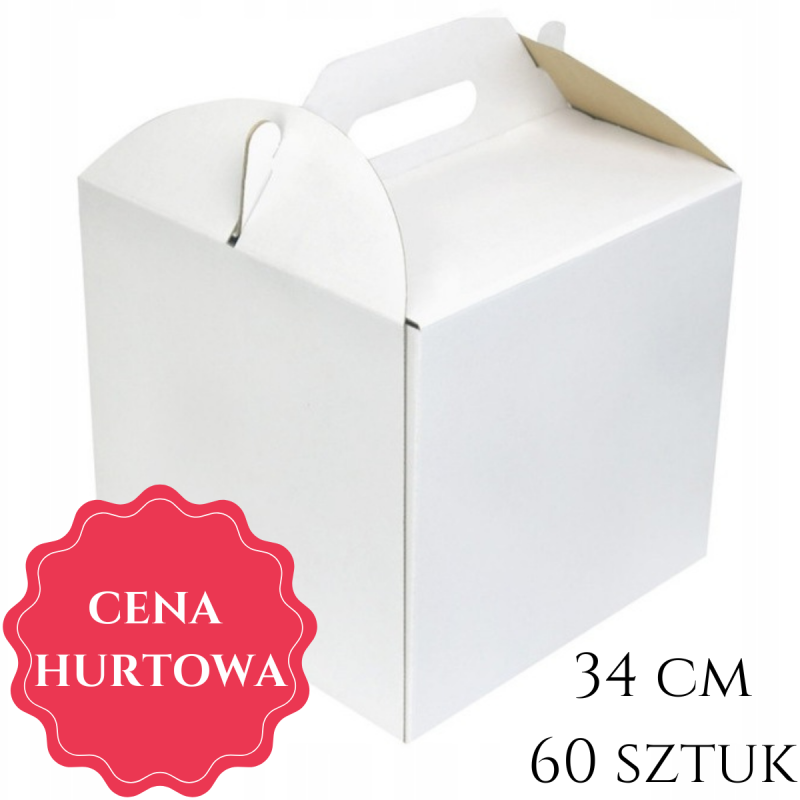 Opakowanie Wysokie 34x34x25 cm Białe pudełko 60 szt. Hurt