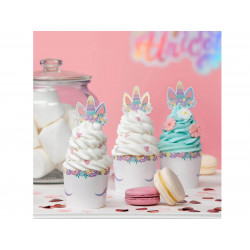 Einhorn Picks + Cupcake Wrappers 6 Stk.