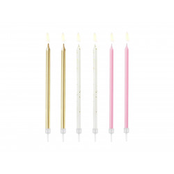 Świeczki urodzinowe 6 szt. Różowe Złote