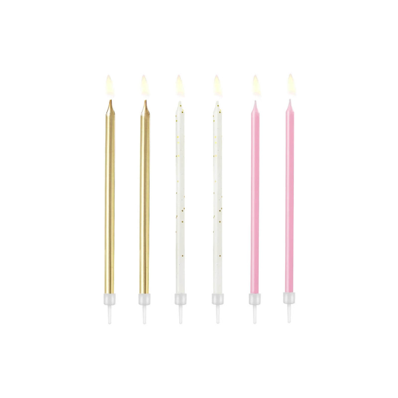 Świeczki urodzinowe 6 szt. Różowe Złote