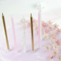 Świeczki urodzinowe 6 szt. Różowe Złote