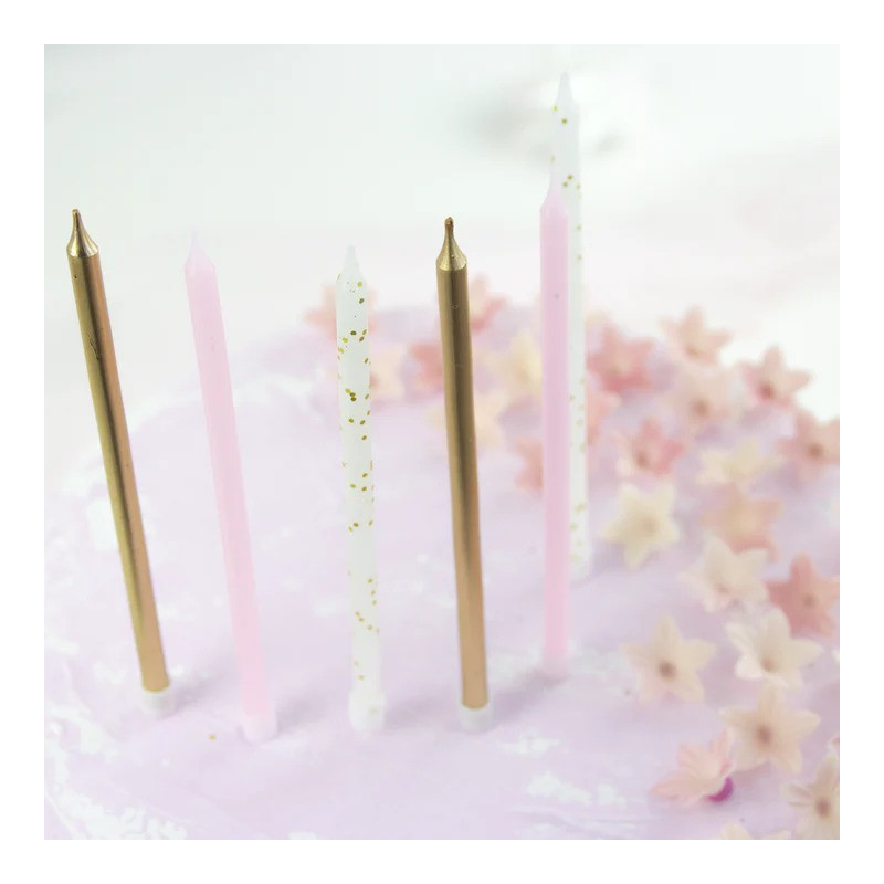 Świeczki urodzinowe 6 szt. Różowe Złote