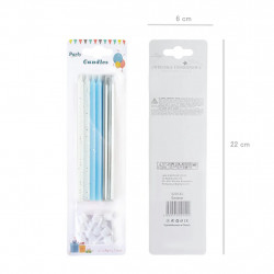 Świeczki urodzinowe 6 szt. Błękitne Srebrne