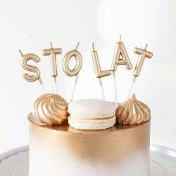 Świeczki urodzinowe napis STO LAT złote