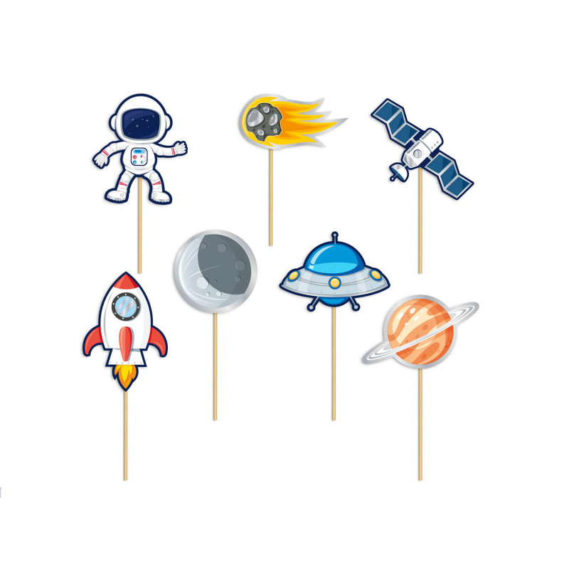 Pikery Kosmos Ozdoba na tort 7 szt. Toppery