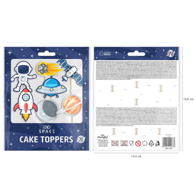 Pikery Kosmos Ozdoba na tort 7 szt. Toppery