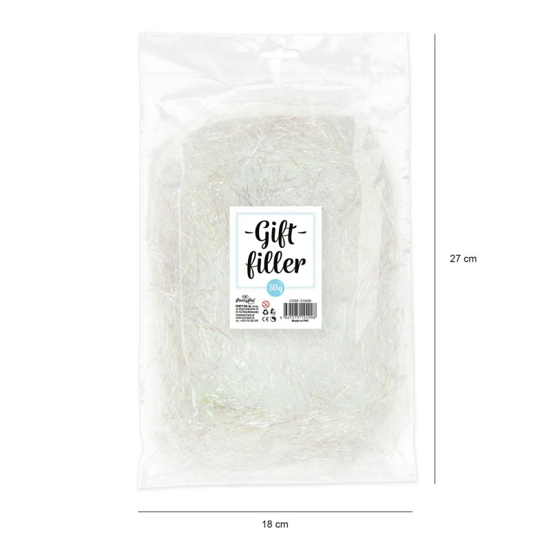 Wypełnienie papierowe Sianko 30 g Białe Opalizujące Cienkie