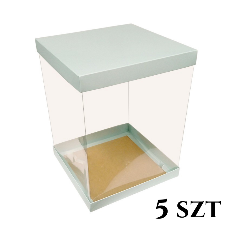 Opakowanie na tort piętrowy 30x30x40 cm Pudełko wysokie BŁĘKITNE 5 szt