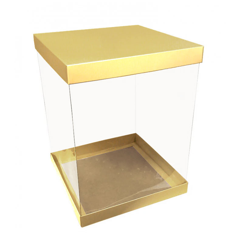 Opakowanie na tort piętrowy 30x30x40 cm Pudełko wysokie Złote