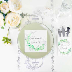 Serwetki Komunia Eukaliptus Srebrny Napis 10 szt.