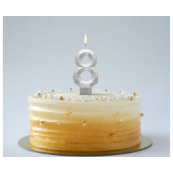 Świeczka cyferka DIAMENT Srebrna 8