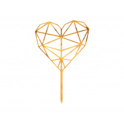 Topper Serce Diamentowe Geometryczne złote Akryl