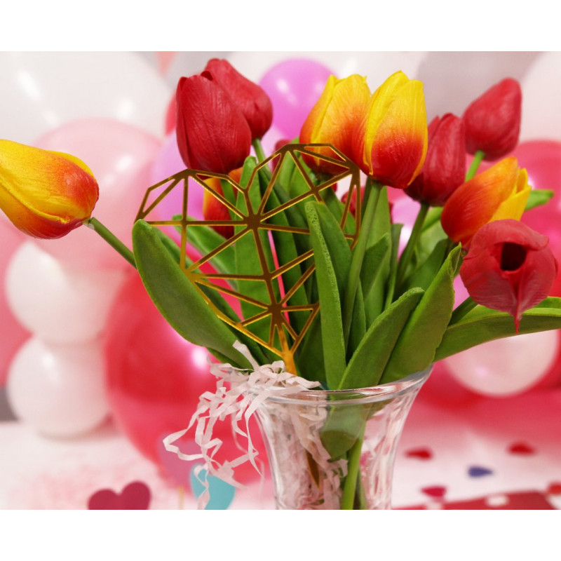 Topper Serce Diamentowe Geometryczne złote Akryl