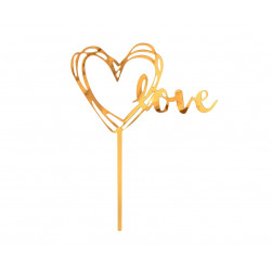 Topper Serce Love złote Akryl