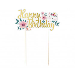 Topper KOTEK Happy Birthday Ozdoba na tort dla dziewczynki